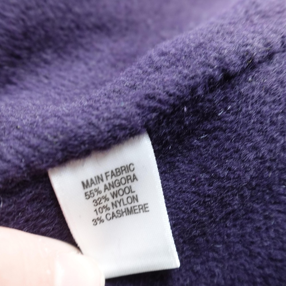 St John Jacket Womens 6 Purple Angora Wool Cashmere Double Breasted Pea Coat Top - Picture 5 of 16